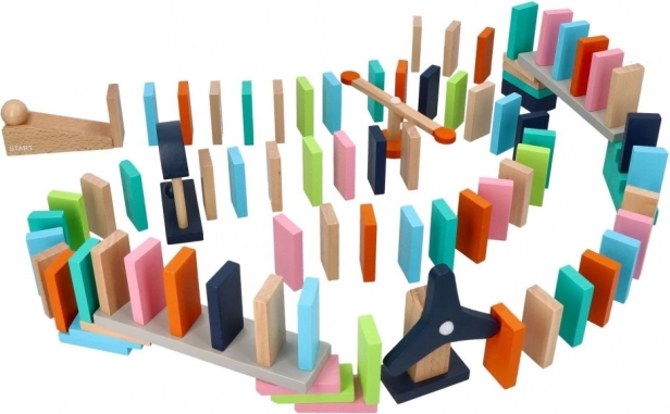 Dominos en bois colorés – jeu d’adresse et de logique pour enfants