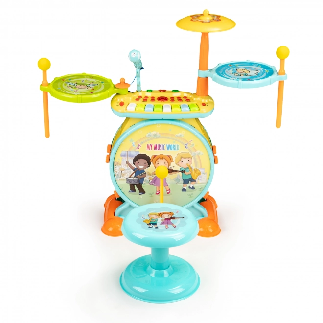 Batterie et claviers pour enfants 2 en 1 avec microphone et LED
