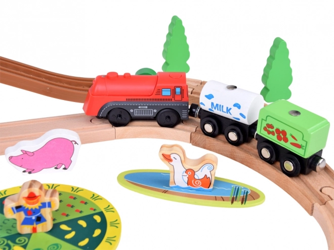 Ensemble de Train en Bois Ferme pour Enfants