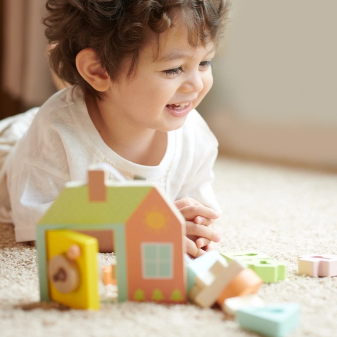 Classic World Montessori jouet d'enfilage en bois clés et portes 11 pièces
