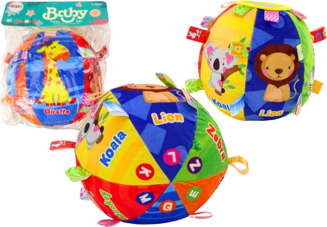Balle sensorielle en peluche douce avec hochet 18 cm