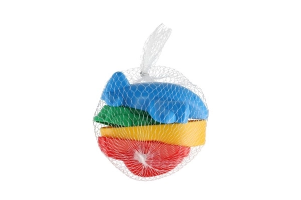 Moules Gâteaux de Sable 4pcs plastique véhicules dans un filet 12m+