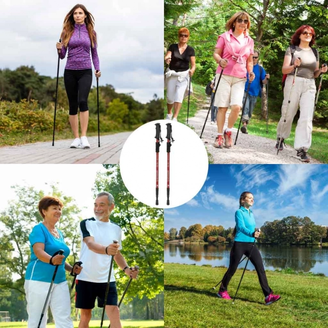 Bâtons de randonnée pliables pour Nordic Walking 2 pièces rouges