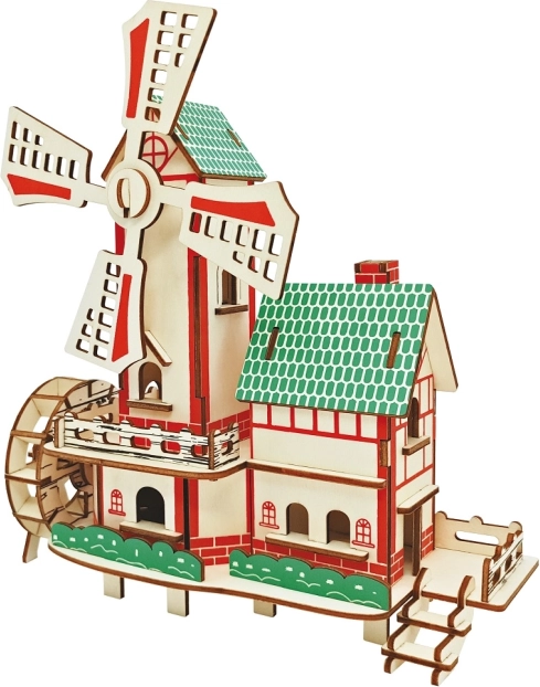 Puzzle 3D en bois – moulin à vent