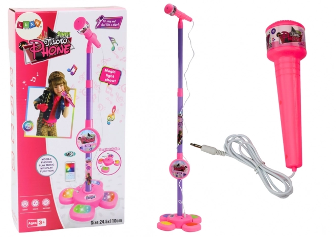 Microphone d'enfant avec trépied réglable rose