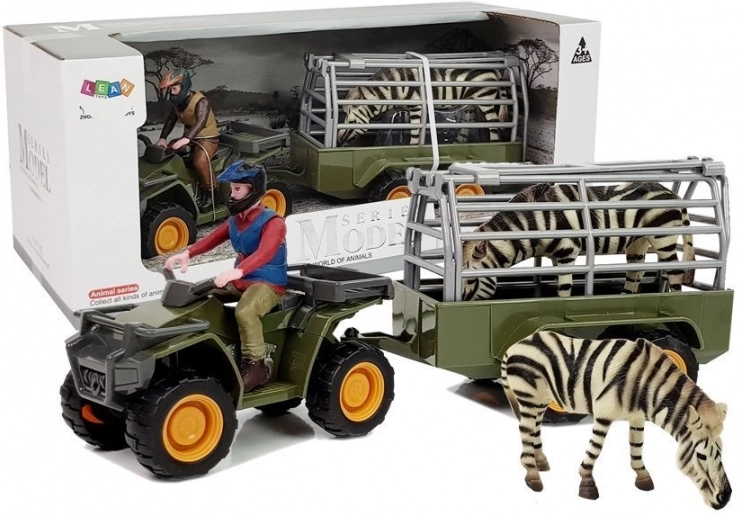 Quad avec remorque et zèbre – ensemble de figurines pour enfants