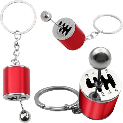 Porte-clés métallique en forme de boîte de vitesses manuelle – rouge