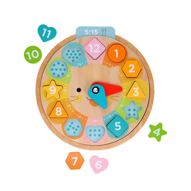 Horloge éducative en bois avec animaux