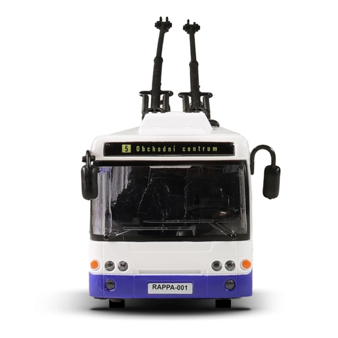 Trolleybus qui annonce les arrêts en tchèque 28 cm bleu
