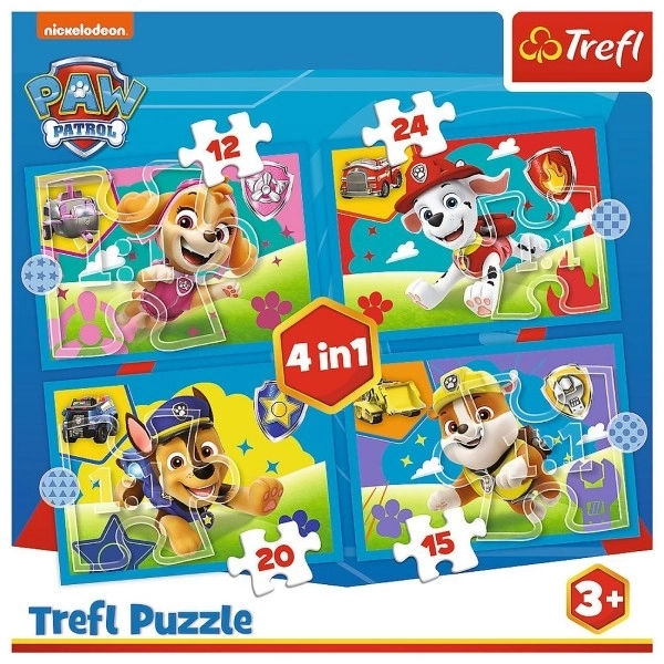 Puzzle 4 en 1 Chiens en course Pat' Patrouille