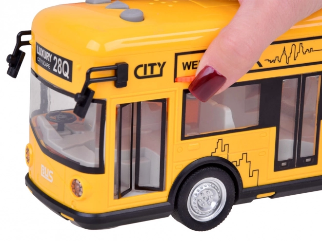 Autobus de fête jaune ouverture des portes avec sons, lumières, musique ZA5222