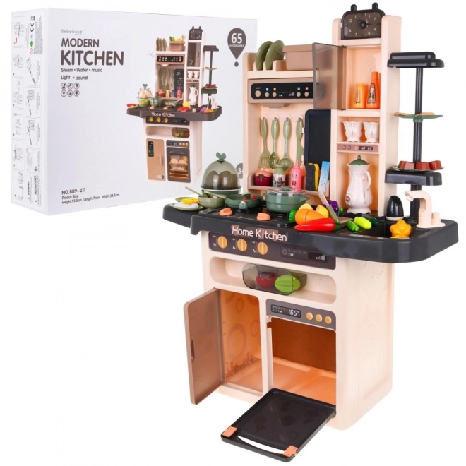 Cuisine Enfant + brûleur interactif avec vapeur + panneau audio - 65 pièces