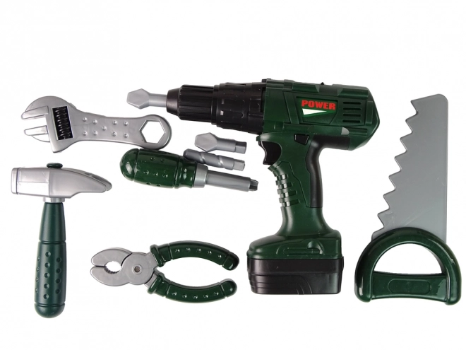 Ensemble de bricolage pour enfants vert avec perceuse à piles