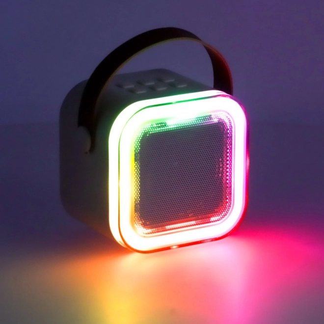Ensemble Karaoke 2 microphones + haut-parleur portable BLUETOOTH USB LED couleur beige