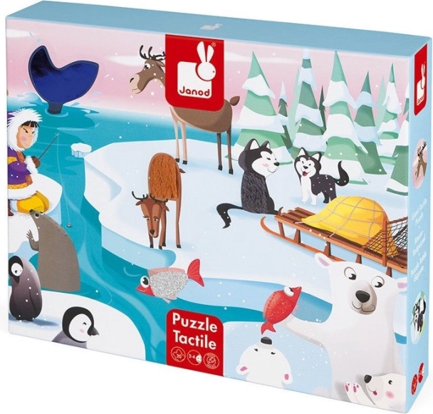 JANOD puzzle tactile vie sur la banquise, 20 pièces