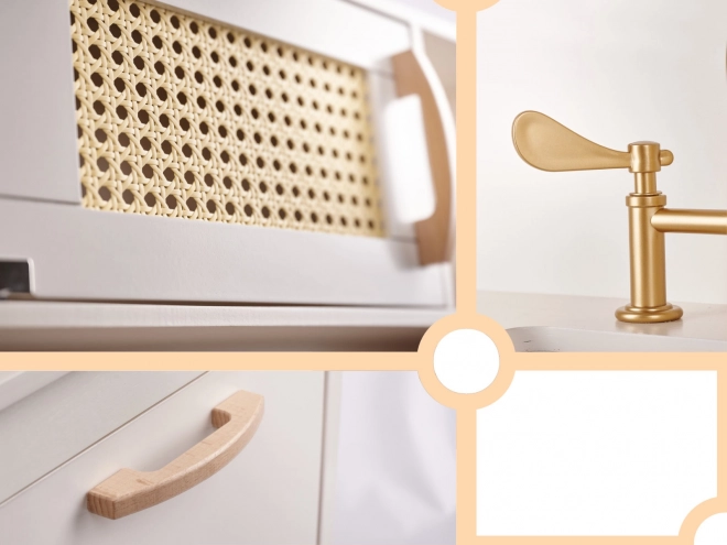 Cuisine rétro en bois pour enfants avec accessoires Boho