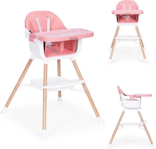 Chaise haute pour enfant 2 en 1, rose, ECOTOYS