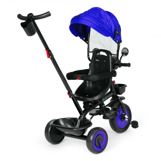 Tricycle pour enfants 3en1 avec siège pivotant, toit, bleu, ECOTOYS