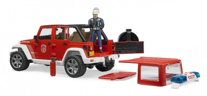Jeep Wrangler de pompier rouge avec figurine et accessoires