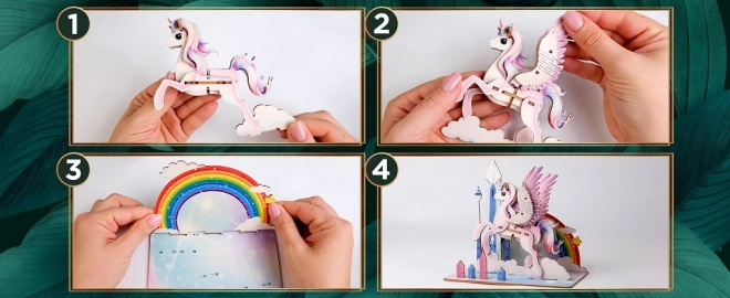 Puzzle 3D en bois Licorne