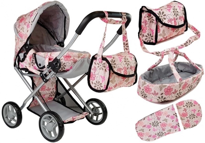 Sac pour poupée Alice en rose avec fleurs
