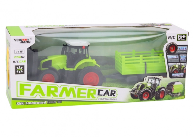 Tracteur RC télécommandé avec remorque 1:16 vert