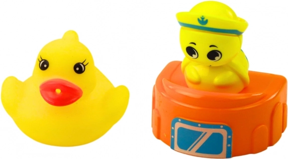 Jouet de bain Bateau avec des éléments colorés, Grue, Crochet, Canard et Tortue