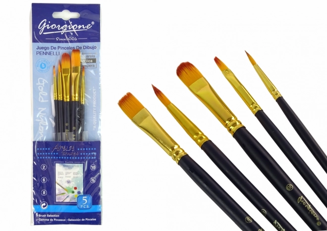 Ensemble d'artistes pinceaux 5 formes
