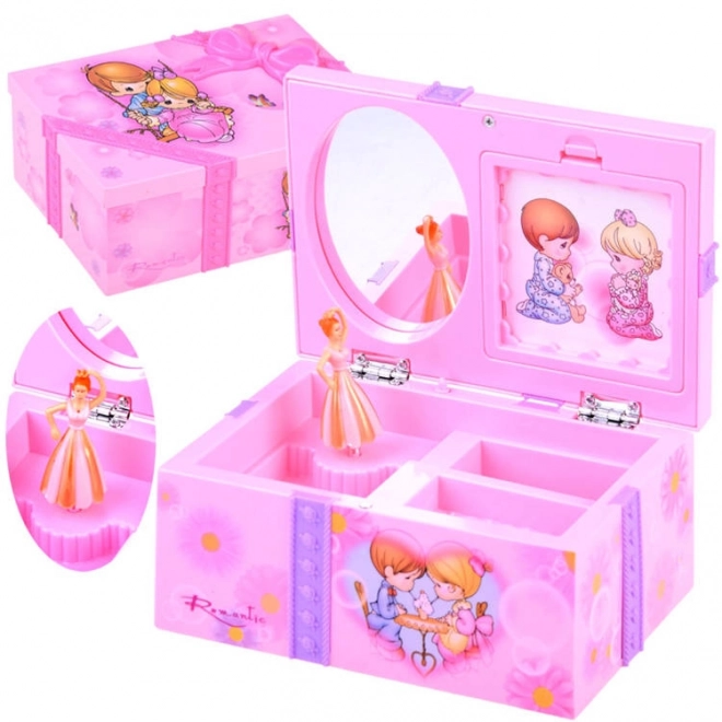 Boîte à bijoux rose avec boîte à musique pour petites filles