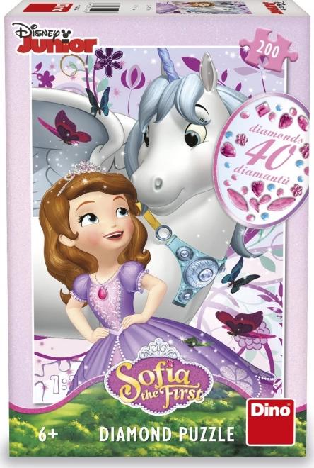 Puzzle Sofie et licorne avec pierres à décorer - 200 pièces