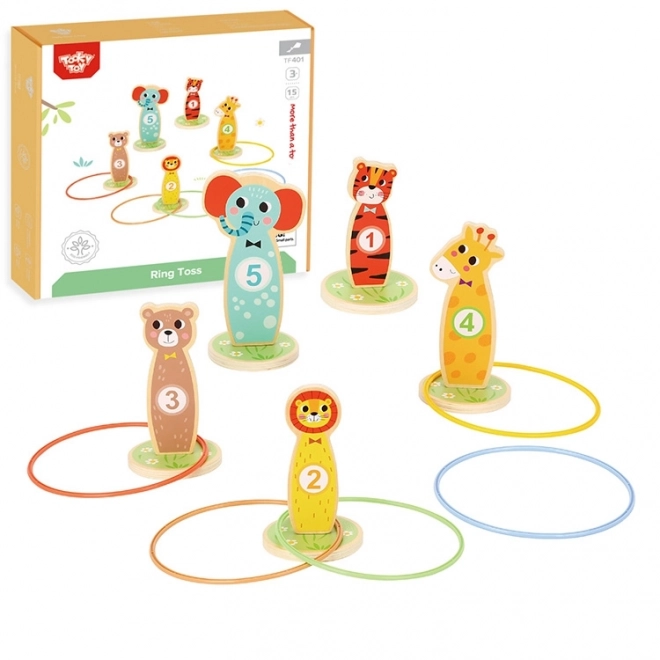 Jeu d'adresse en bois Tooky Toy - lancer sur cible animaux