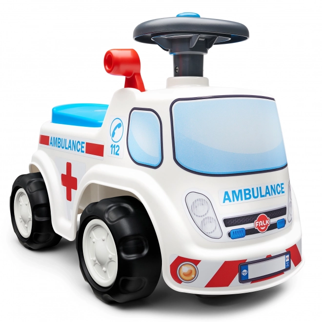 FALK Porteur Ambulance avec siège ouvrant et klaxon sur le volant
