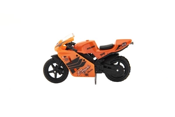 Moto de course métal/plastique 8cm à roue libre assorties sur carte