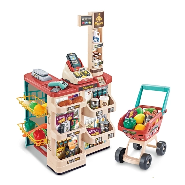 Supermarché avec chariot et scanner