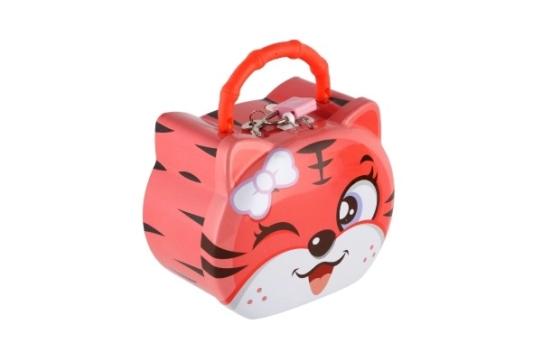 Tirelire chat/chaton en métal avec serrure 14x12cm 3 couleurs dans une boîte en plastique