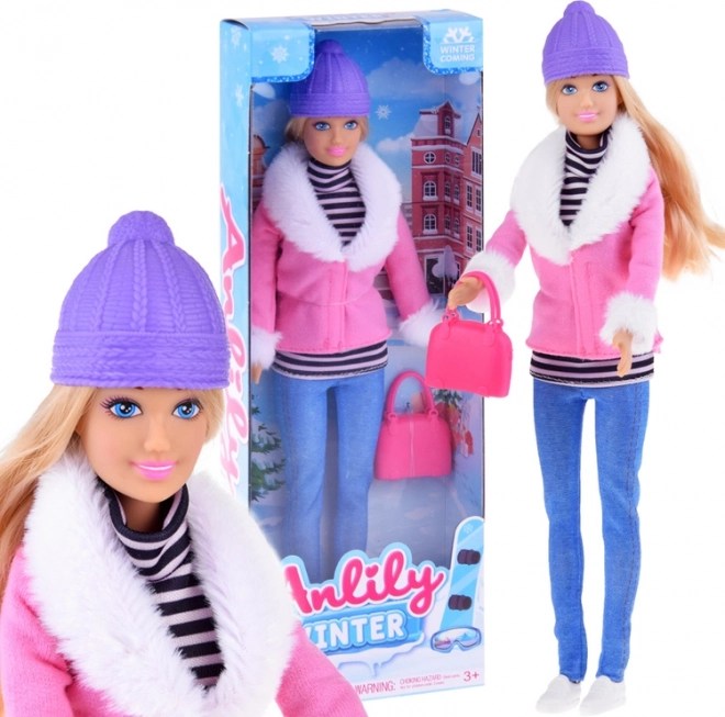 Anlily poupée de mode d’hiver avec sac à main