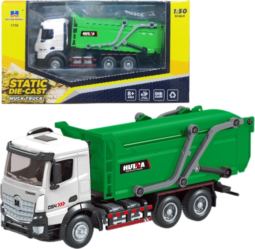Modèle métallique de camion-benne Huina vert 1:50