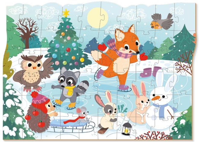 Puzzle DODO Saison: Patinage magique d'hiver 60 pièces