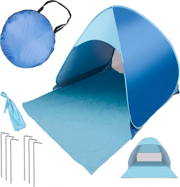 Tente de plage auto-déployante bleue