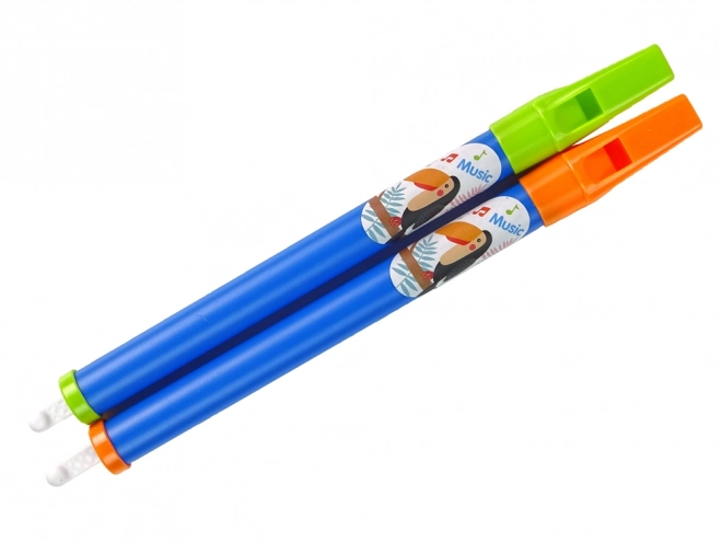 Ensemble de deux flûtes pour enfants Animaux Bleus