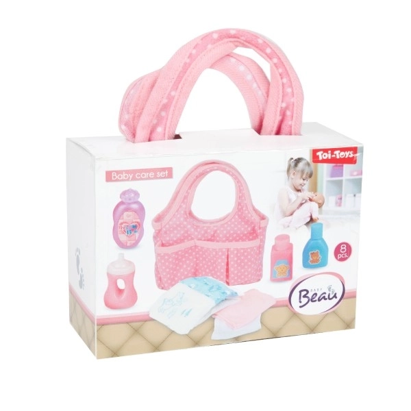 Sac pour poupées avec accessoires en plastique dans une boîte en plastique 17x12x7cm