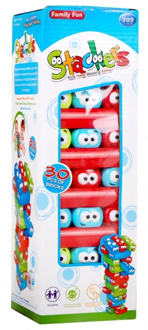Jeu Jenga Junior pour enfants 3+ Tour de cubes + poutres colorées + dé
