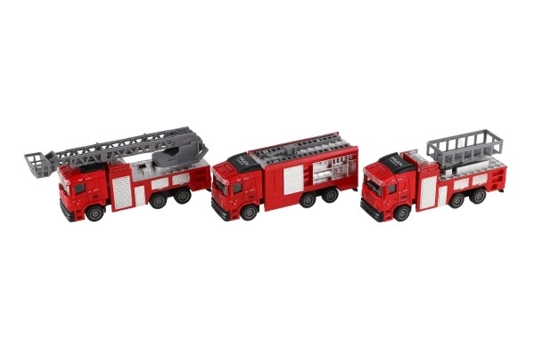 Camion de pompiers en plastique 13-16cm à rétrofriction 3 types 12pcs en boîte