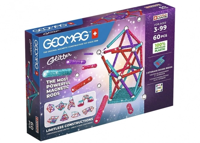 Jeu de construction magnétique GEOMAG Glitter 60 pièces