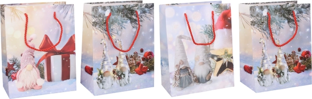 Sac cadeau de Noël, taille S, 24 × 18 × 10 cm (4 motifs)