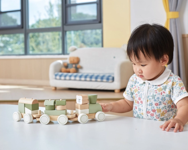 Train en bois Polar B avec wagons et blocs
