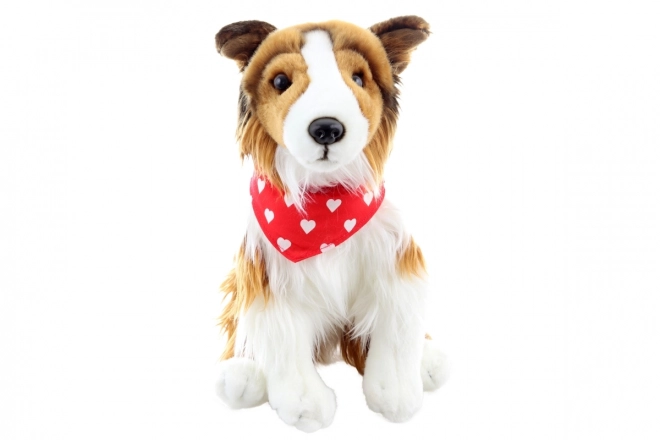 Peluche Colley à poil long avec foulard 26 cm ÉCO-RESPONSABLE