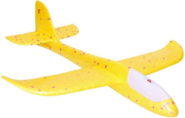 Modèle d'avion en polystyrène + stabilisateur mobile + lumières – Bleu