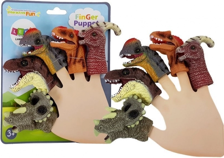 Marionnettes à doigt en caoutchouc dinosaures, set de 5 pièces