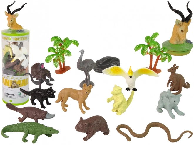 Ensemble de figurines Animaux d'Australie 12 pcs. Accessoires dans un tube